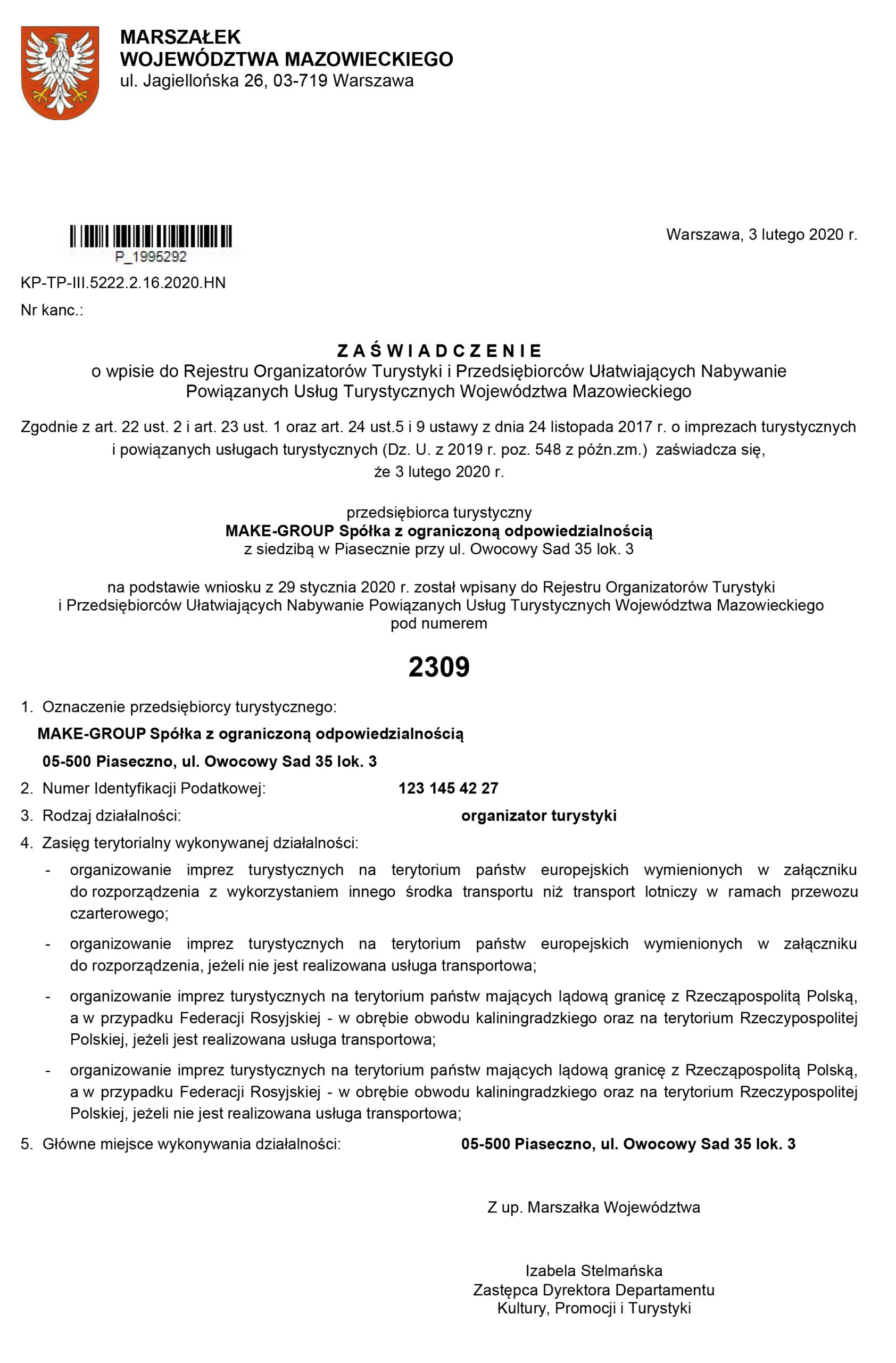 Wpis do rejestru organizatorów turystyki-1